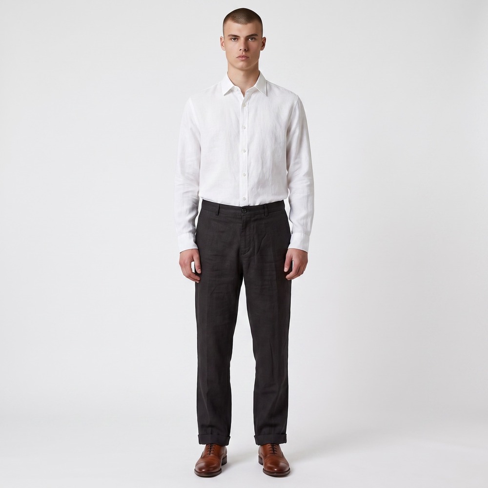 Vince 100% Hemp Trousers Mens 38 Brown Cuffed Button Fly Pants Relaxed Summer